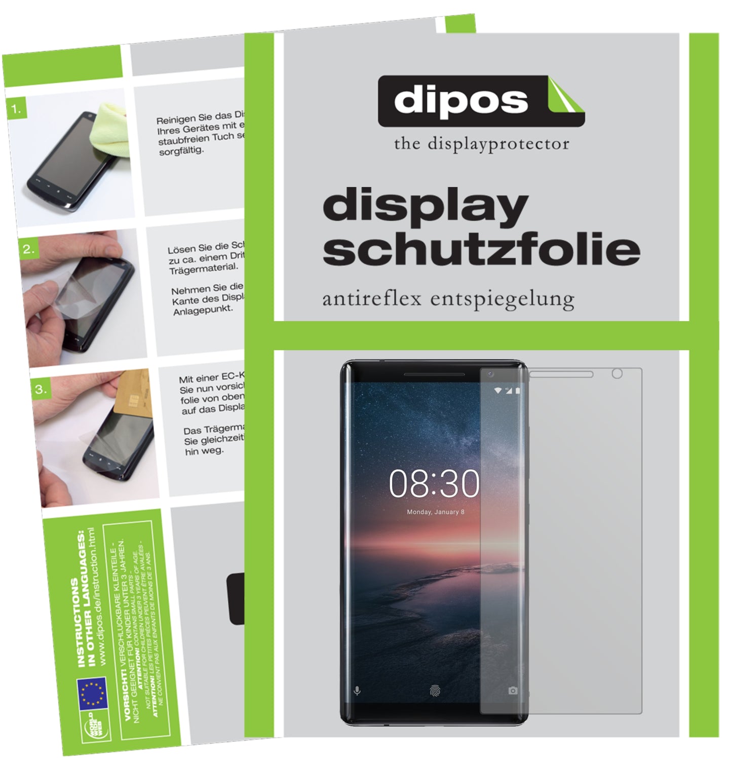 Mattes Panzerglas: Entspiegelte, dünne Folie, Fingerabdruckresistenz und Bildschirmschutz für Nokia-8 Sirocco