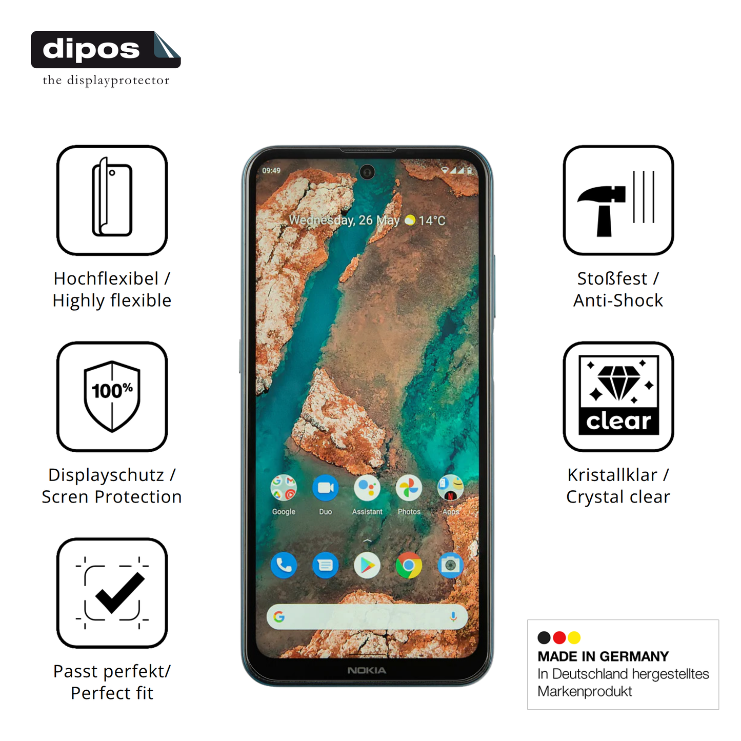 2x 3D Full Cover Schutzfolie für Nokia X20