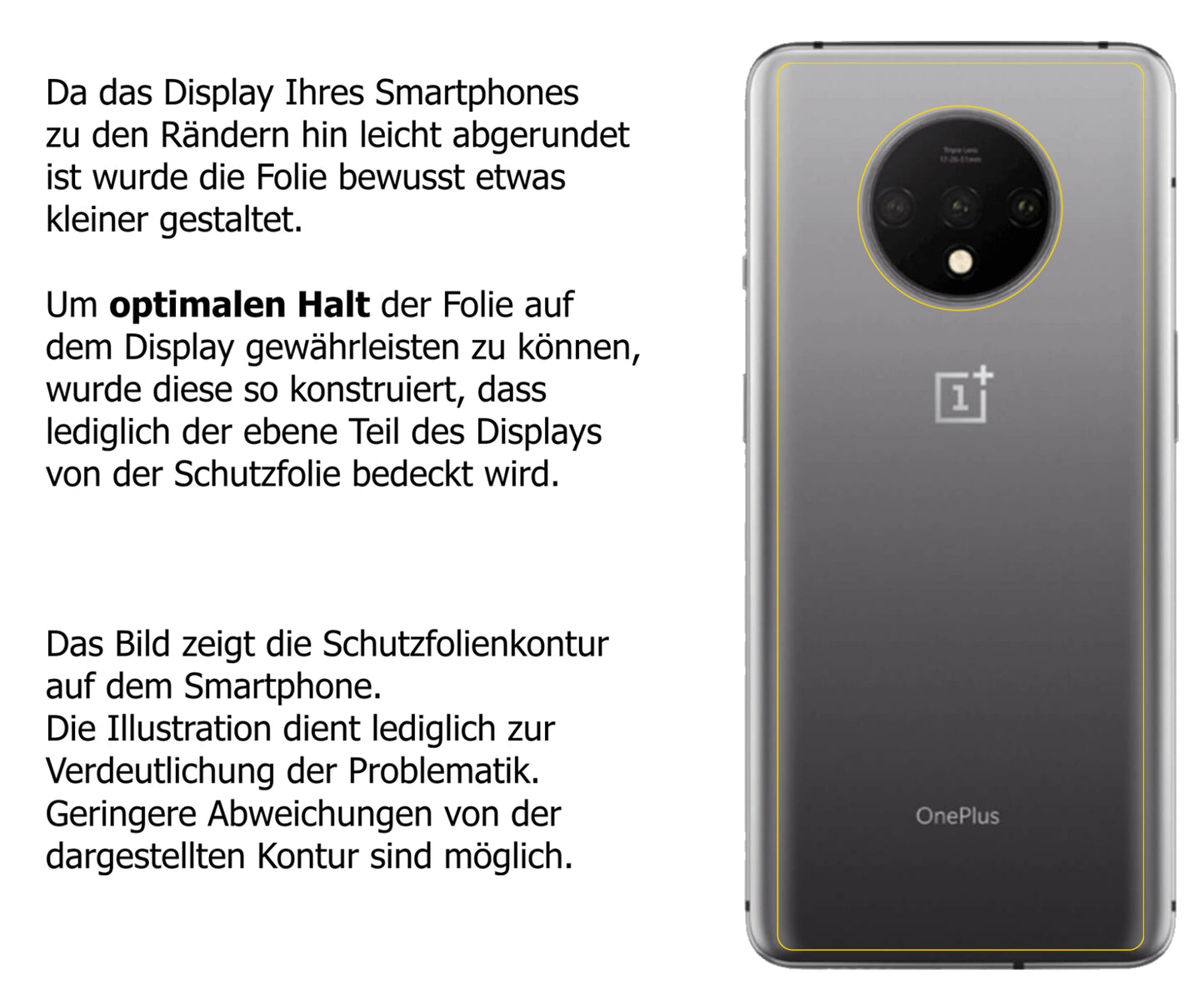Dünne und klare Folie passend zugeschnitten für OnePlus 7T Rückseite
