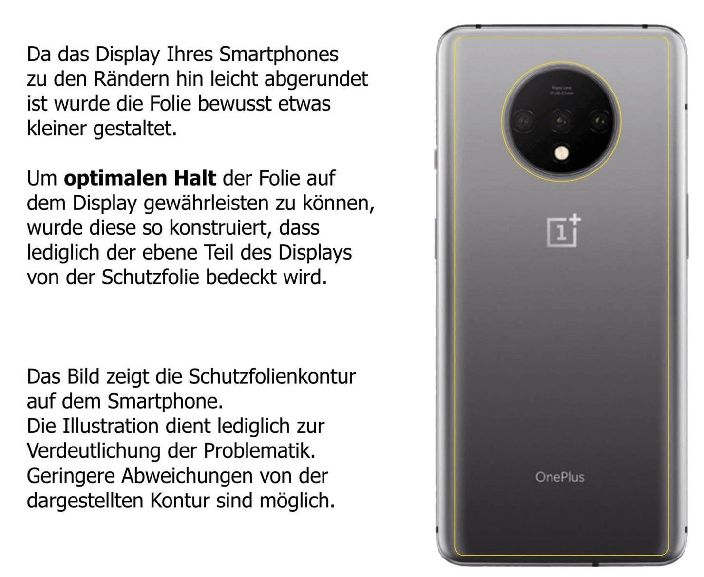 dipos Displayschutz für OnePlus 7T Rückseite, transparente Oberfläche, perfekte Passform auch für die Rundungen