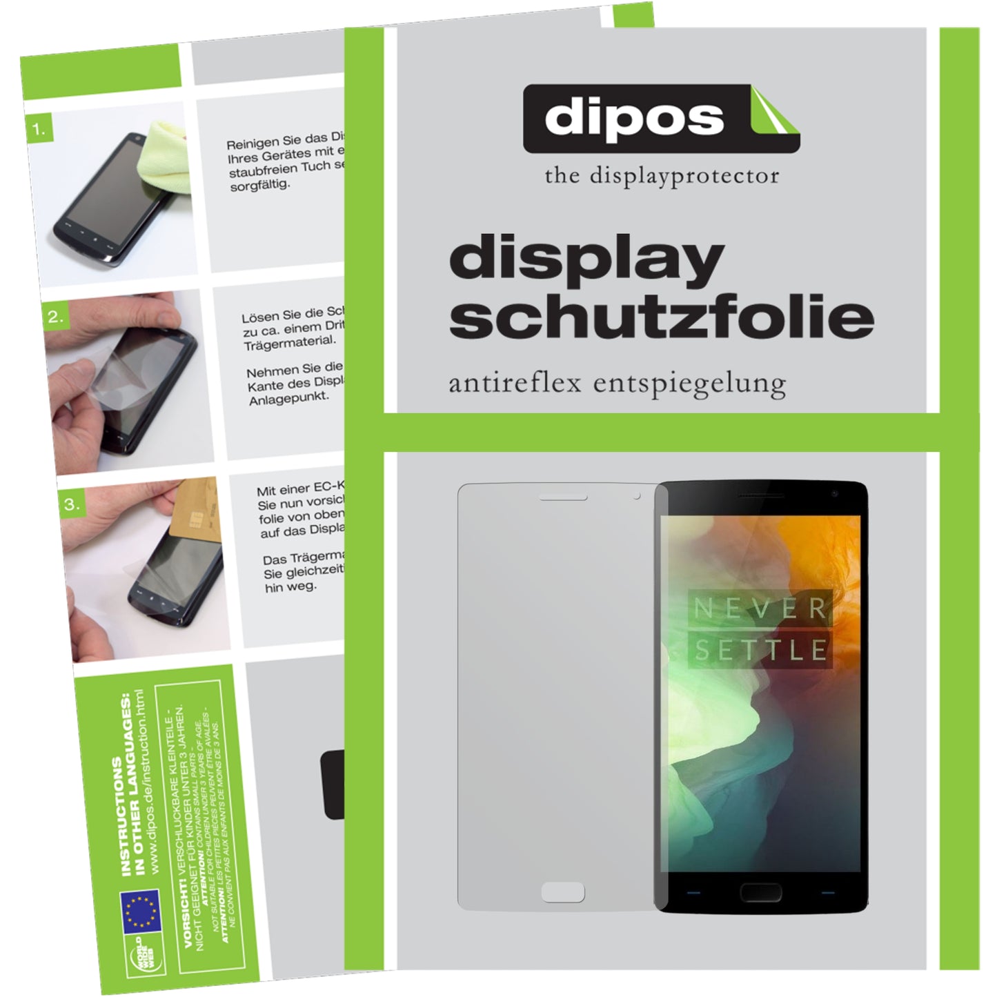 Mattes Panzerglas: Schutz vor Brüchen, Fingerabdrücken und Bildschirmblendung für OnePlus-2