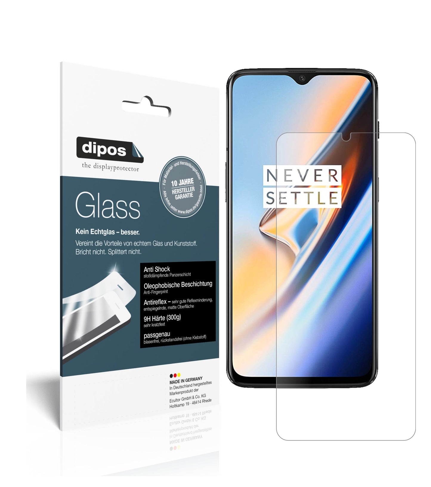 Mattes Panzerglas: Schutz vor Brüchen, Fingerabdrücken und Bildschirmblendung für OnePlus-6T