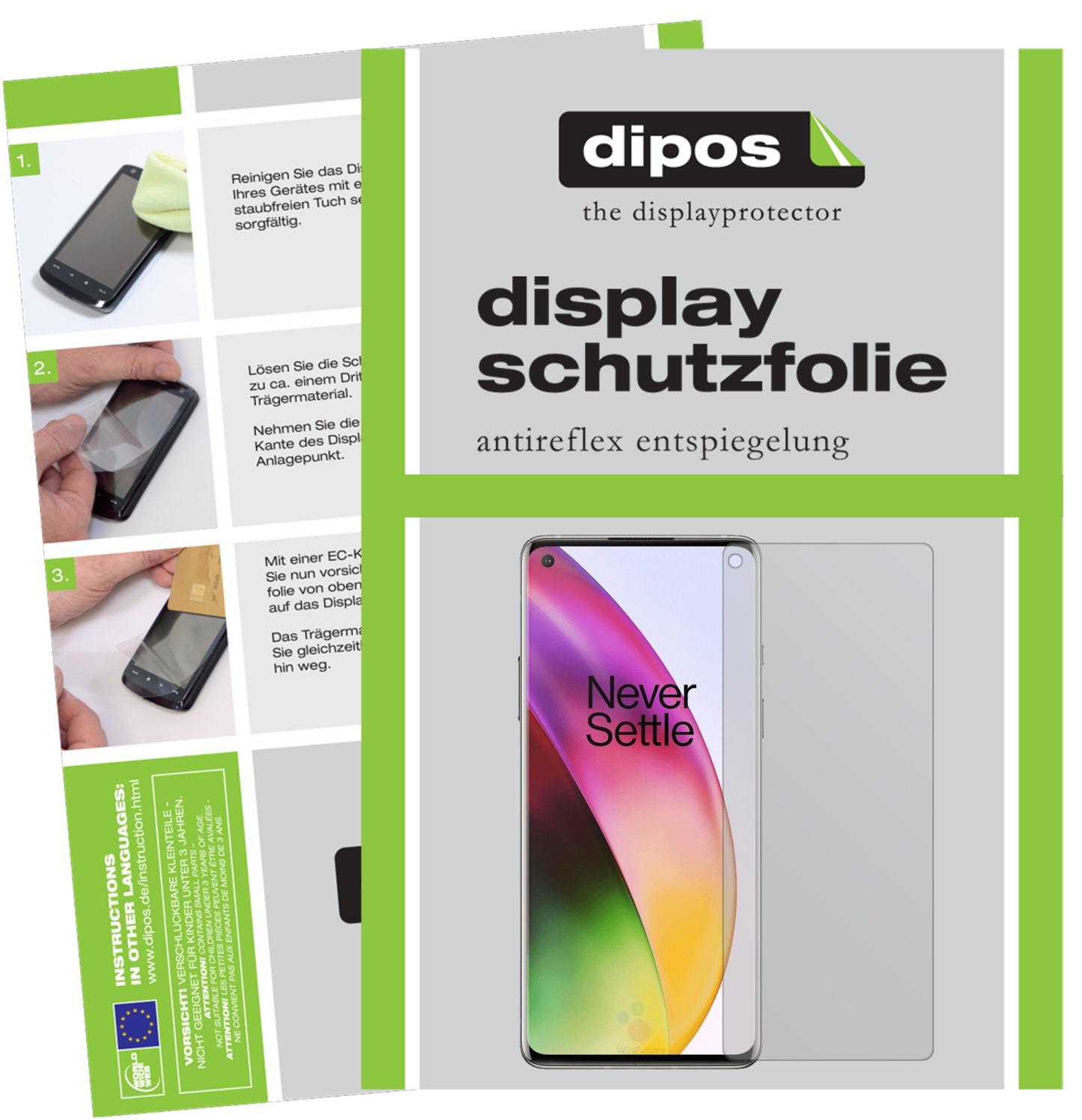 Mattes Panzerglas: Entspiegelte, dünne Folie, Fingerabdruckresistenz und Bildschirmschutz für OnePlus-8