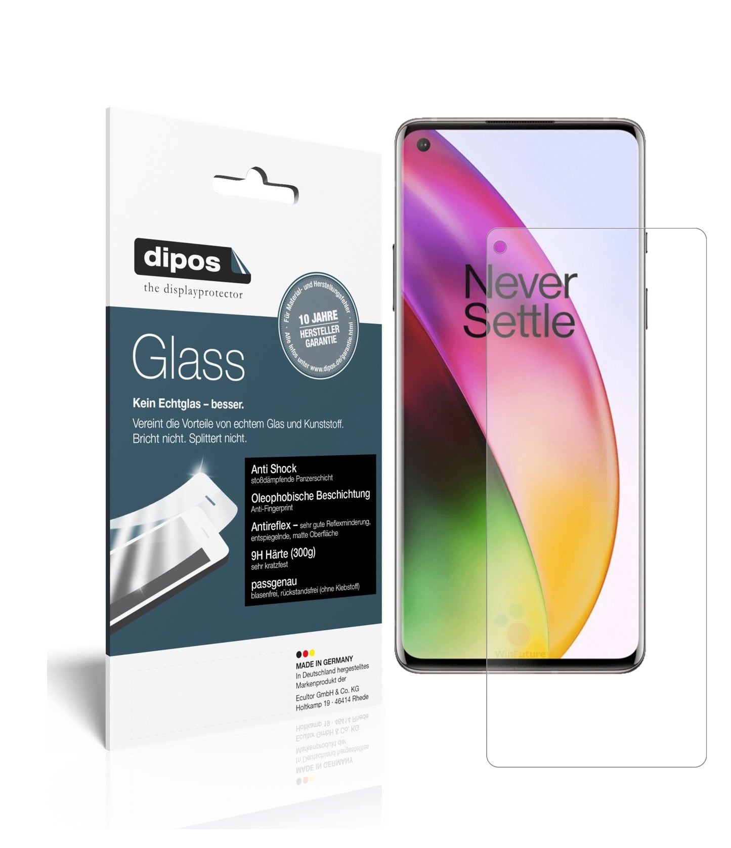Mattes Panzerglas: Schutz vor Brüchen, Fingerabdrücken und Bildschirmblendung für OnePlus-8