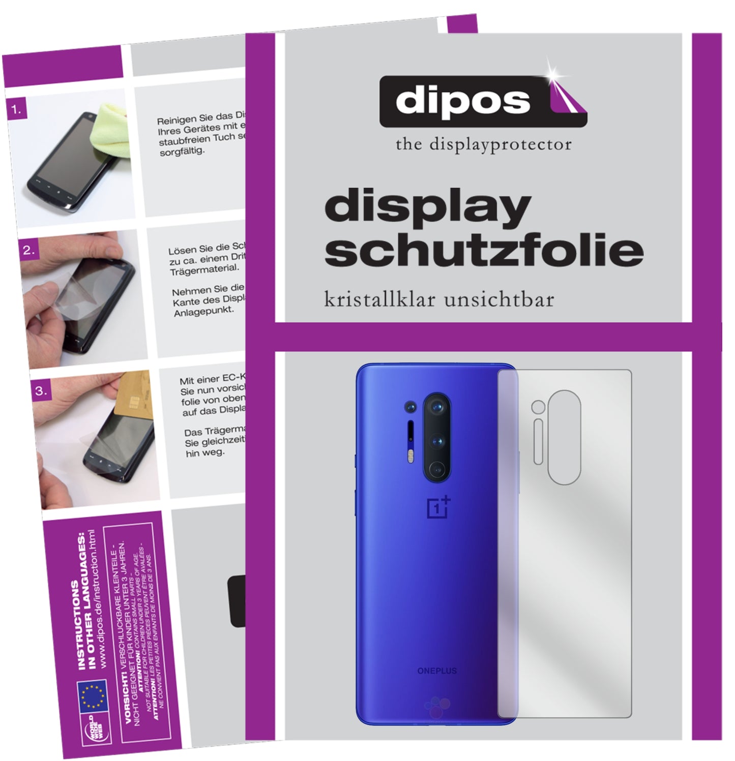 Kristallklare, dünne Schutzfolie: Kratzfest & passgenau für OnePlus-8 Pro Rückseite