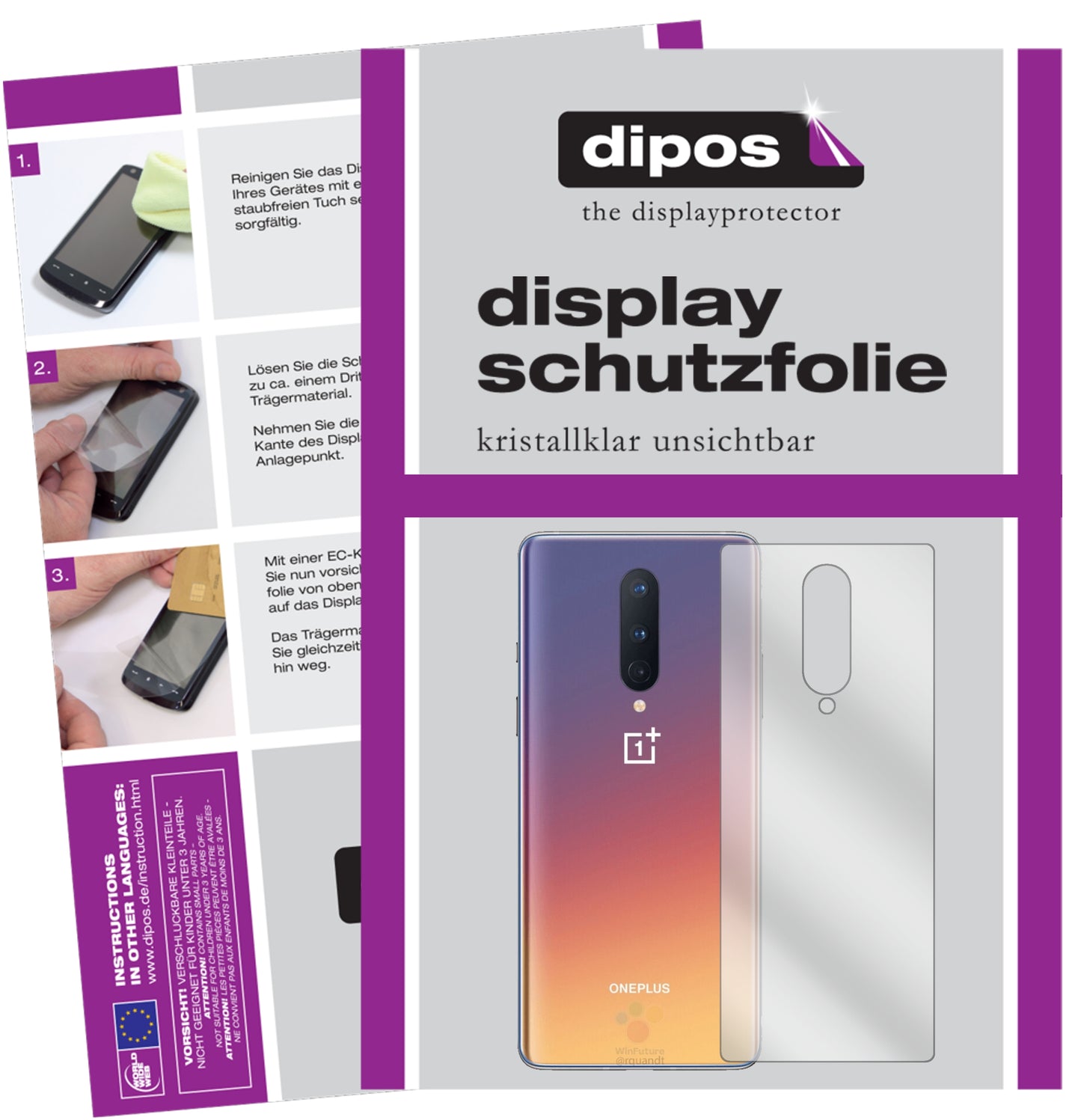 Kristallklare, dünne Schutzfolie: Kratzfest & passgenau für OnePlus-8 Rückseite