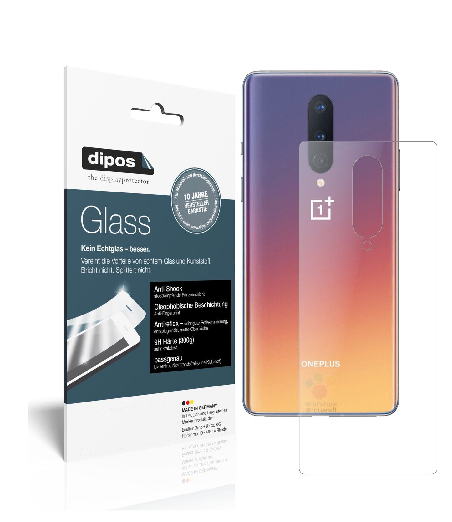 Mattes Panzerglas: Schutz vor Brüchen, Fingerabdrücken und Bildschirmblendung für OnePlus-8 Rückseite