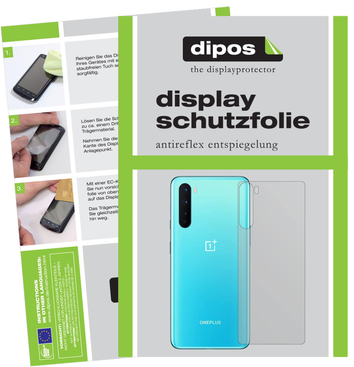 Mattes Panzerglas: Entspiegelte, dünne Folie, Fingerabdruckresistenz und Bildschirmschutz für OnePlus-Nord Rückseite
