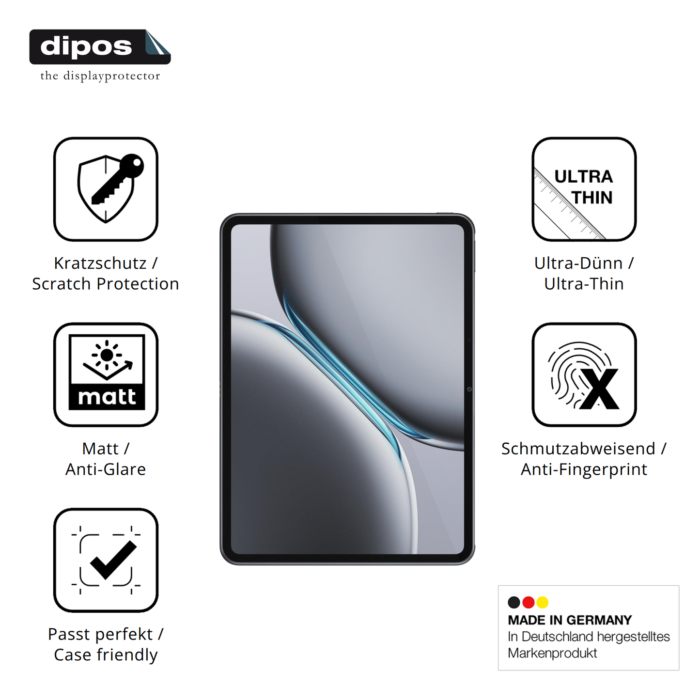 Displayschutz hergestellt in Deutschland, höchste Qualität made in Germany