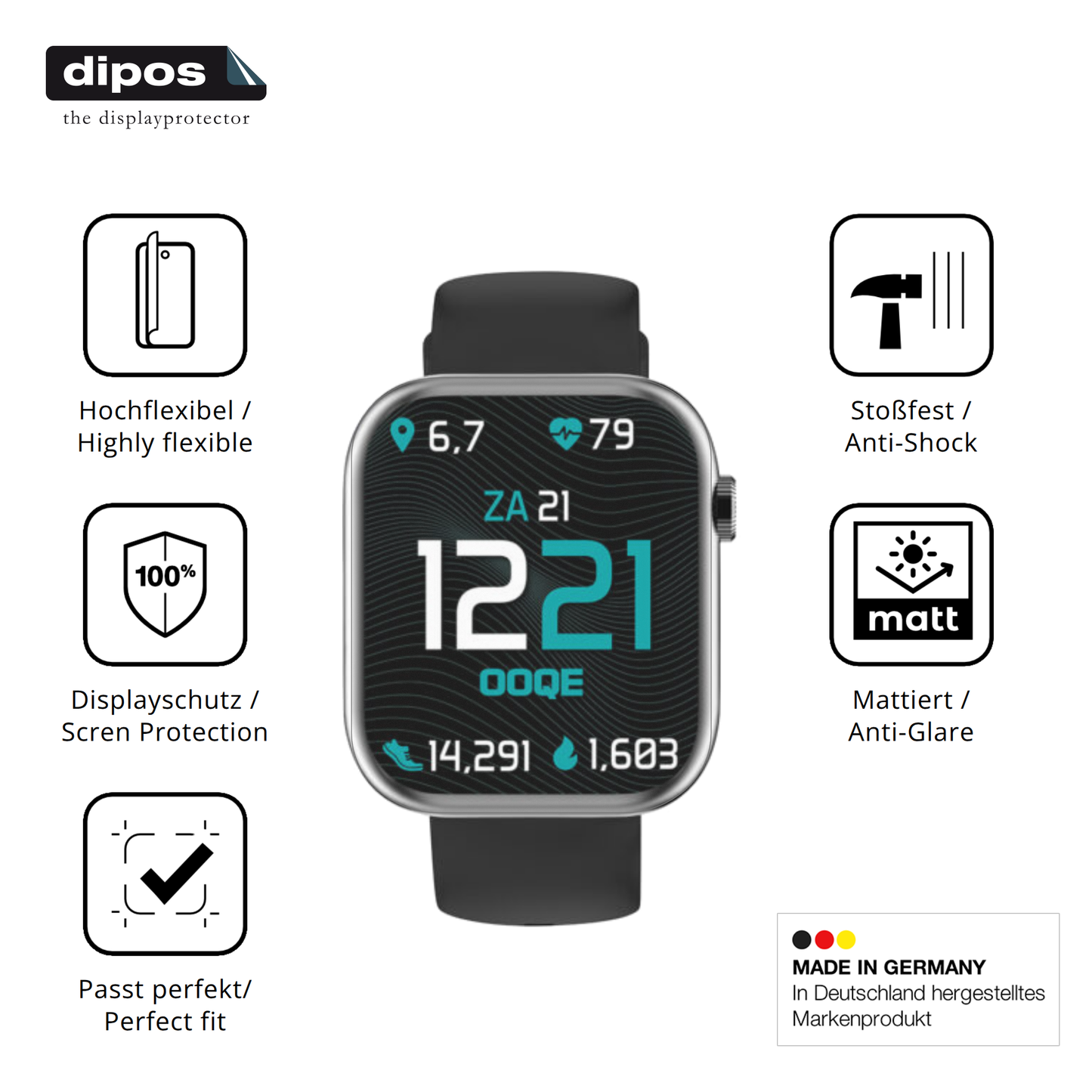 Displayschutz hergestellt in Deutschland, höchste Qualität made in Germany