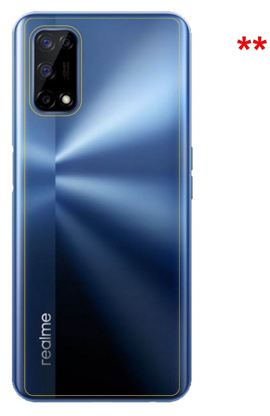 Dünne und klare Folie passend zugeschnitten für Oppo Realme V5 5G Rückseite