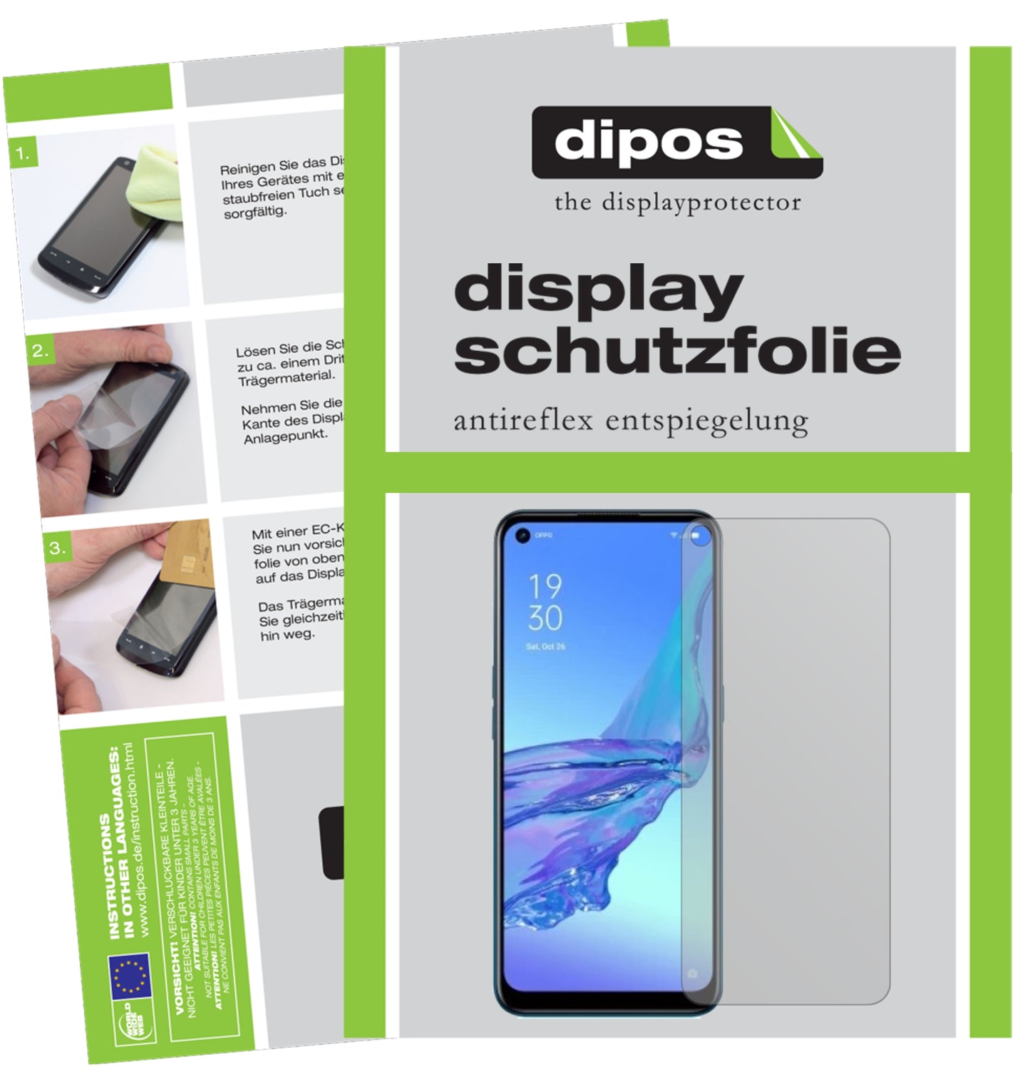 Mattes Panzerglas: Entspiegelte, dünne Folie, Fingerabdruckresistenz und Bildschirmschutz für Oppo-A53 (2020)