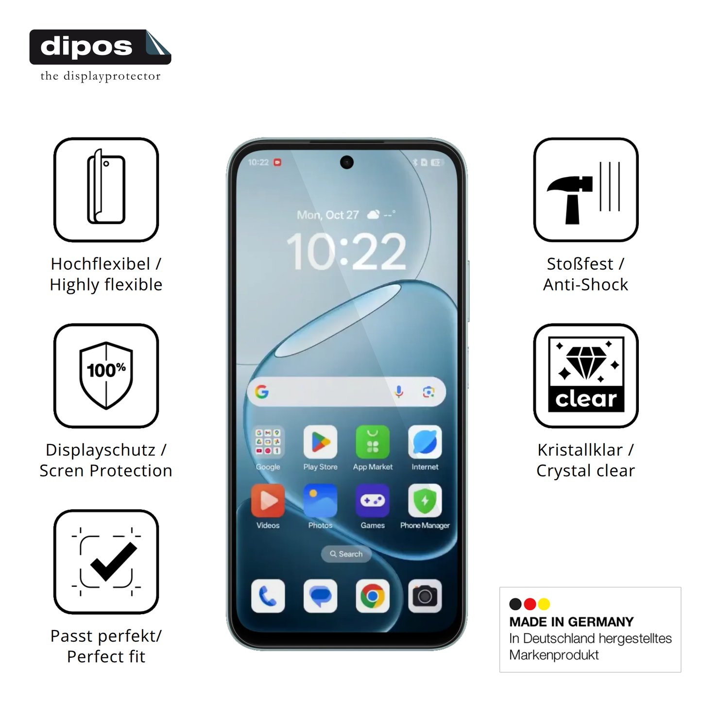 Displayschutz hergestellt in Deutschland, höchste Qualität made in Germany