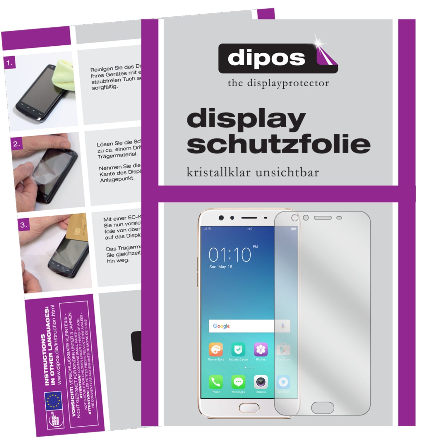 Kristallklare, dünne Schutzfolie: Kratzfest & passgenau für Oppo-F3 Plus