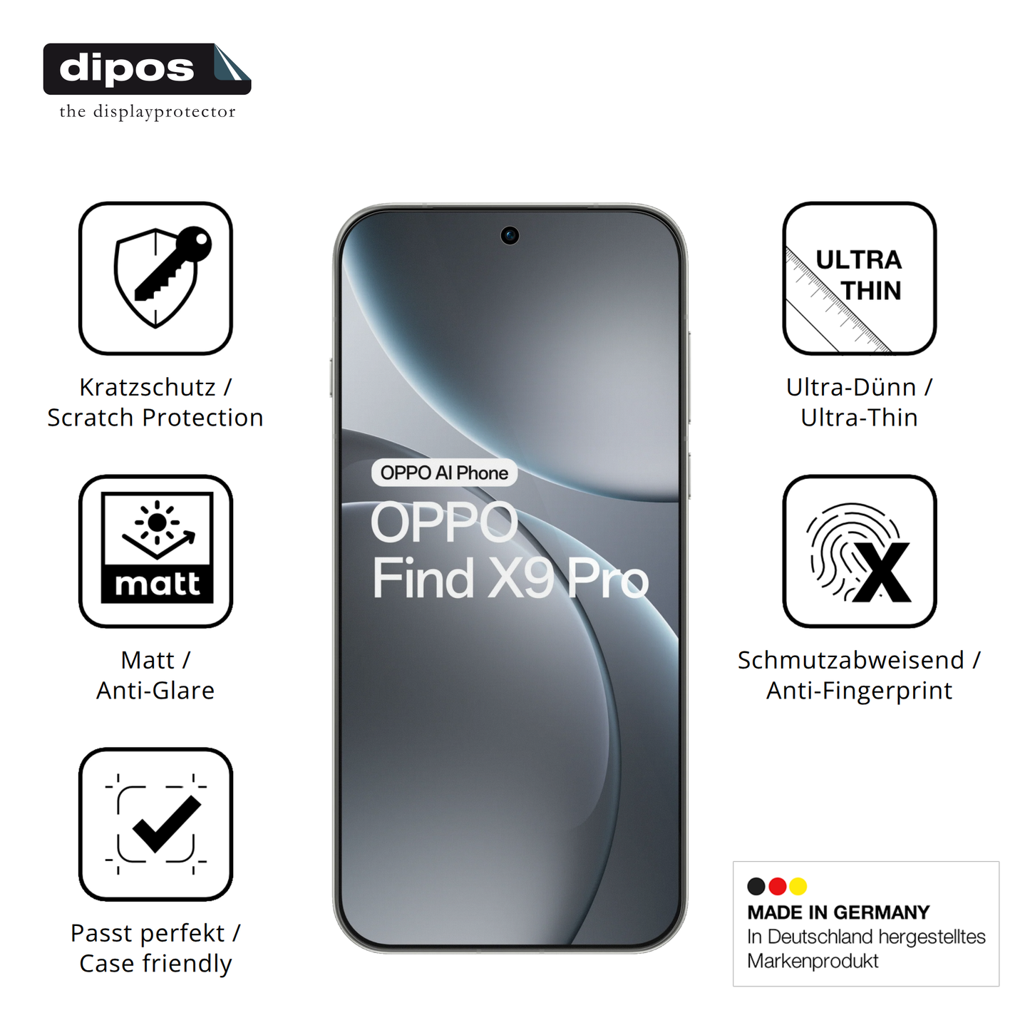 Displayschutz hergestellt in Deutschland, höchste Qualität made in Germany