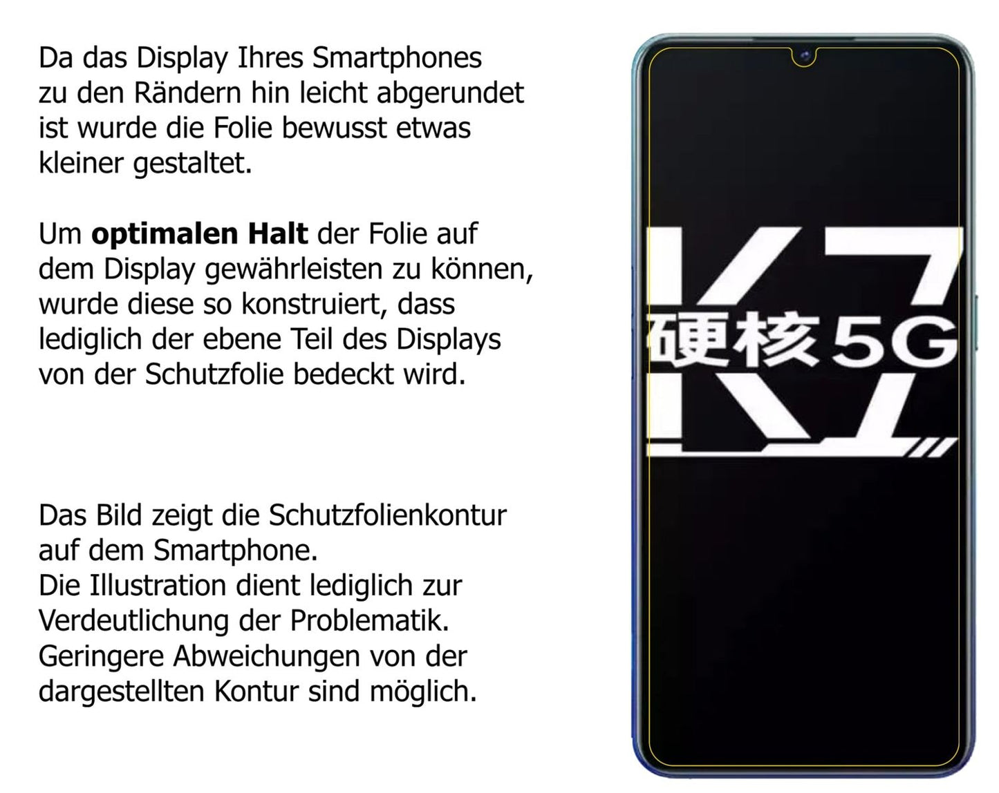 Schutzfolie mit optimaler Passform, zur Verwendung mit Hüllen geeignet