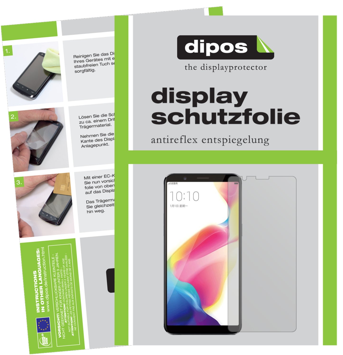 Mattes Panzerglas: Entspiegelte, dünne Folie, Fingerabdruckresistenz und Bildschirmschutz für Oppo-R11s