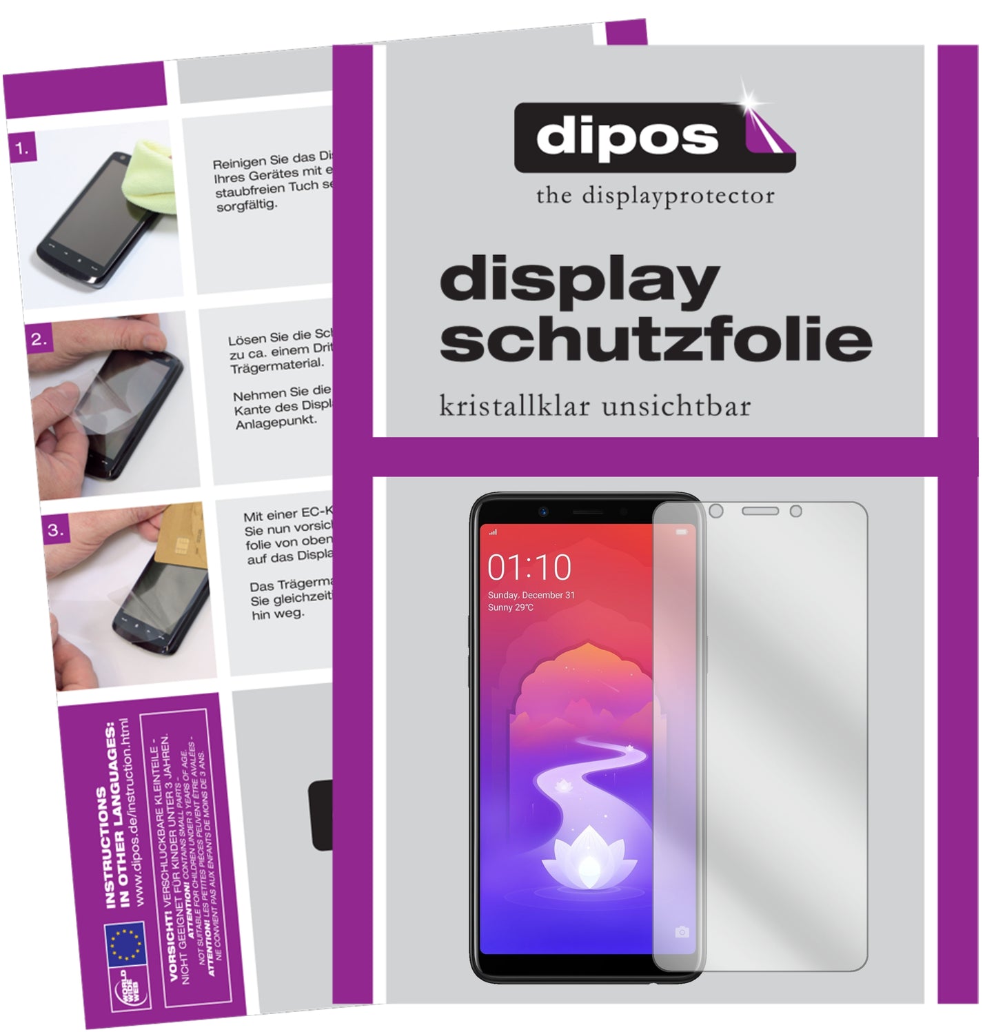 Kristallklare, dünne Schutzfolie: Kratzfest & passgenau für Oppo-Realme 1