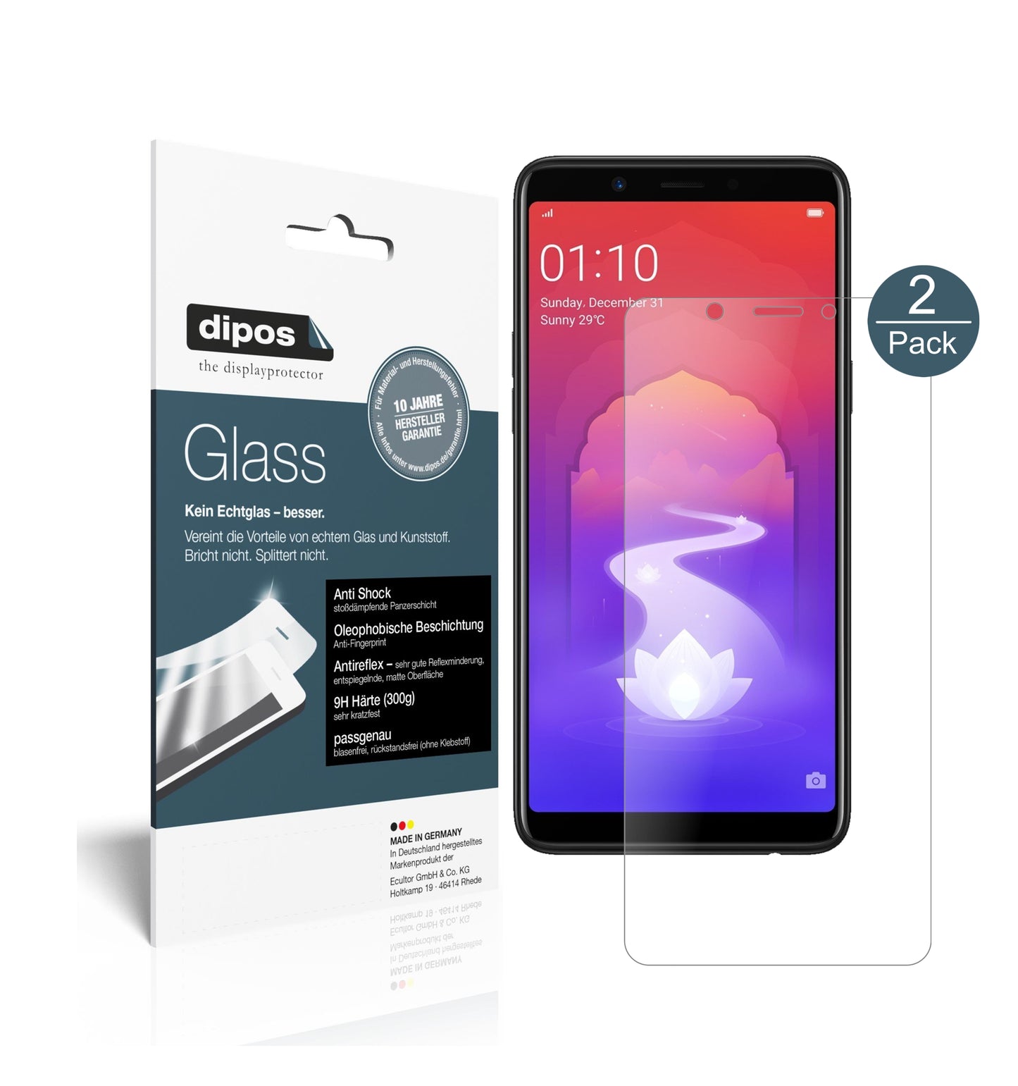 Mattes Panzerglas: Schutz vor Brüchen, Fingerabdrücken und Bildschirmblendung für Oppo-Realme 1