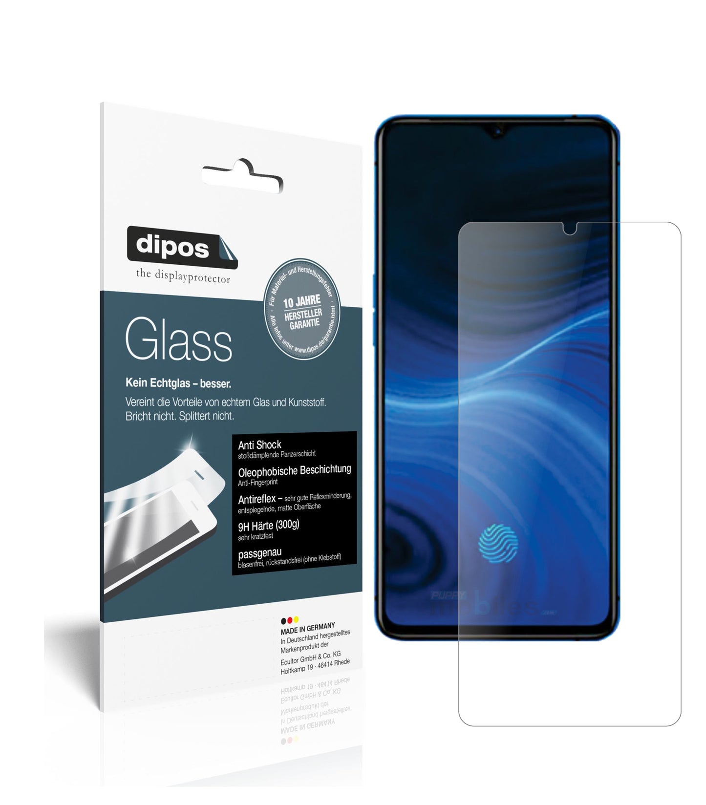 Mattes Panzerglas: Schutz vor Brüchen, Fingerabdrücken und Bildschirmblendung für Oppo-Realme X2 Pro