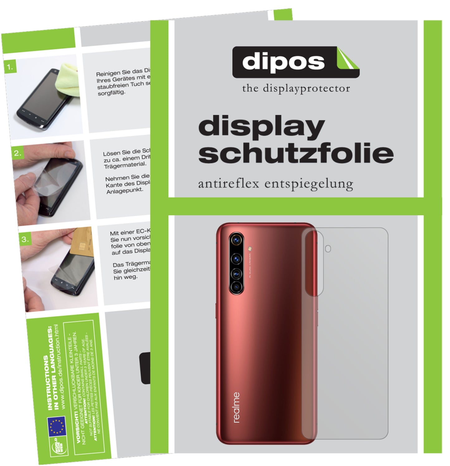 Mattes Panzerglas: Entspiegelte, dünne Folie, Fingerabdruckresistenz und Bildschirmschutz für Oppo-Realme X50m 5G Rückseite