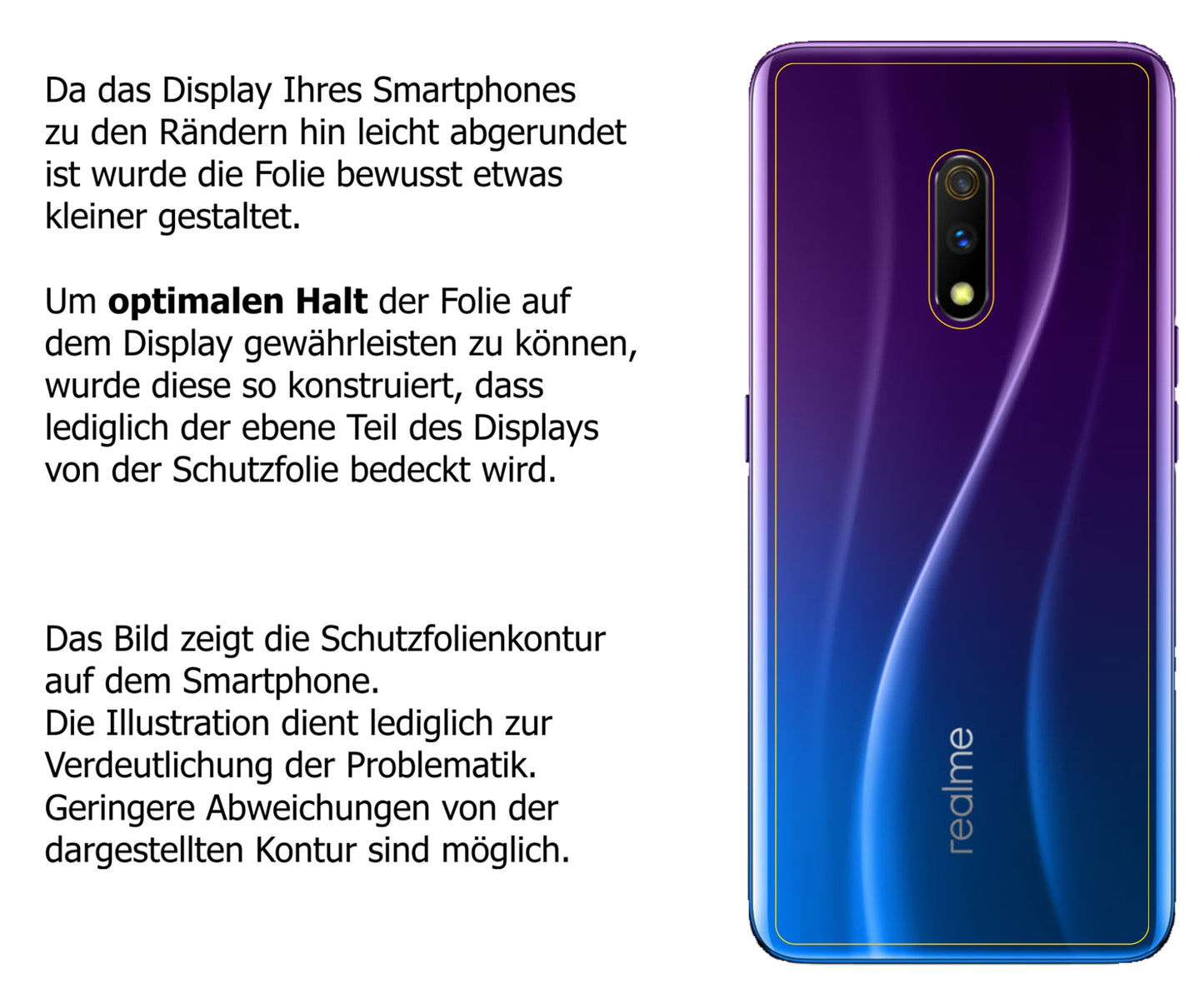 Dünne und klare Folie passend zugeschnitten für Oppo Realme X Rückseite
