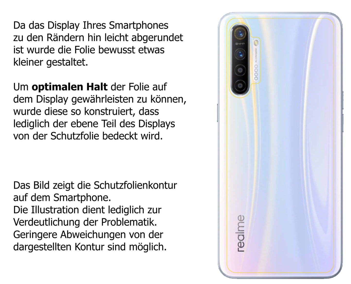 Dünne und klare Folie passend zugeschnitten für Oppo Realme XT Rückseite