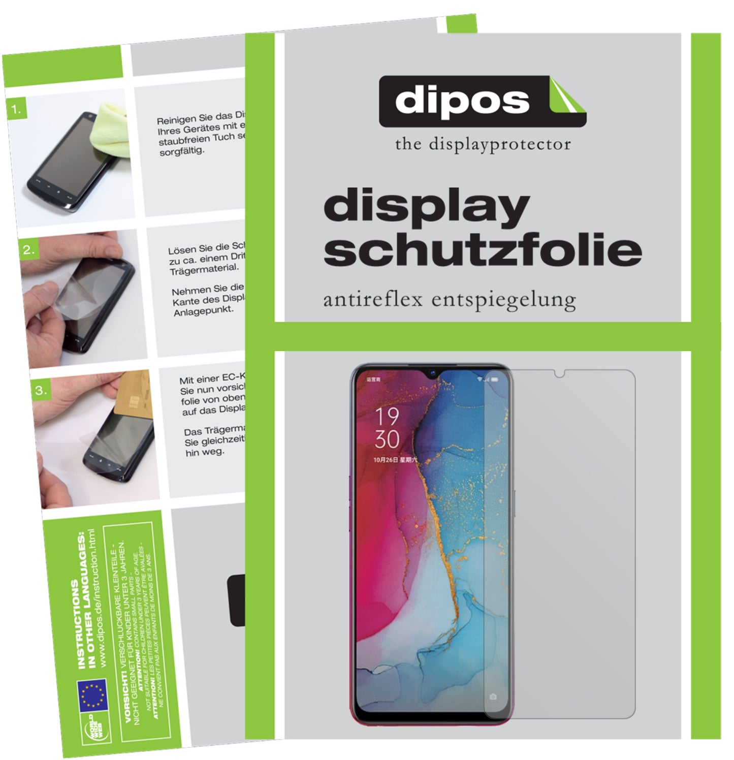Mattes Panzerglas: Entspiegelte, dünne Folie, Fingerabdruckresistenz und Bildschirmschutz für Oppo-Reno3