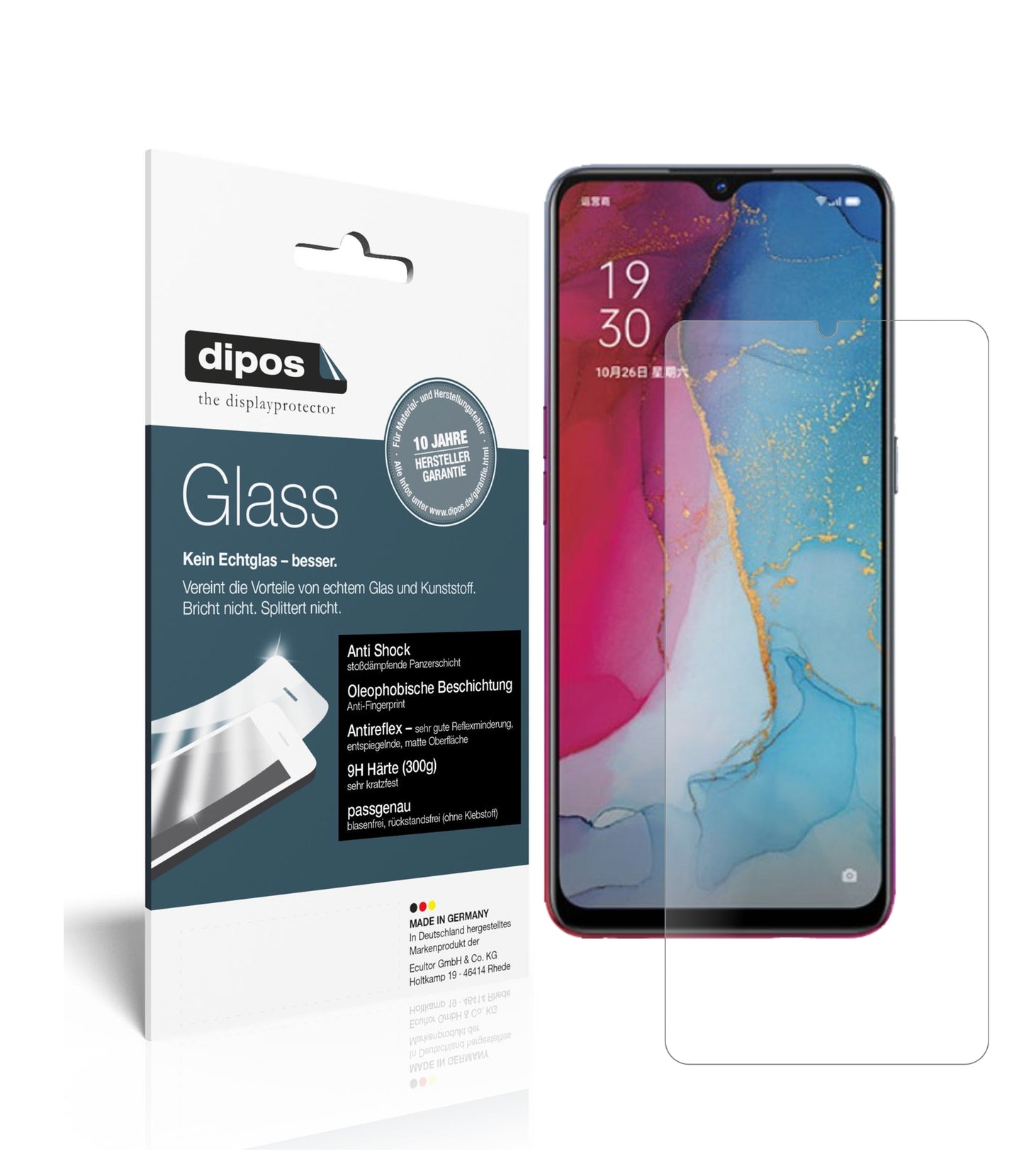 Mattes Panzerglas: Schutz vor Brüchen, Fingerabdrücken und Bildschirmblendung für Oppo-Reno3