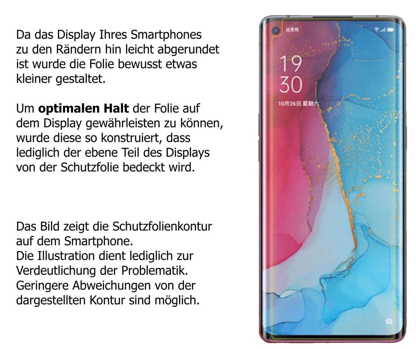 Schutzfolie mit optimaler Passform, zur Verwendung mit Hüllen geeignet