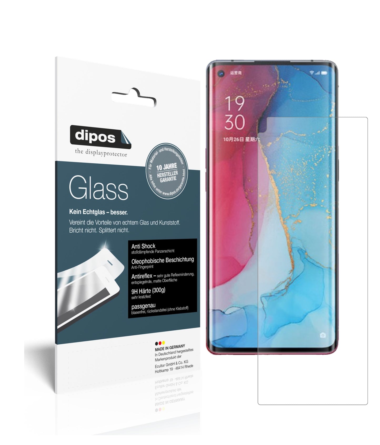 Mattes Panzerglas: Schutz vor Brüchen, Fingerabdrücken und Bildschirmblendung für Oppo-Reno3 Pro