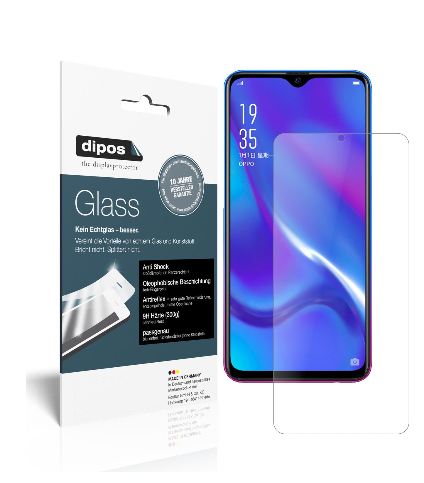 Mattes Panzerglas: Schutz vor Brüchen, Fingerabdrücken und Bildschirmblendung für Oppo-RX17 Neo