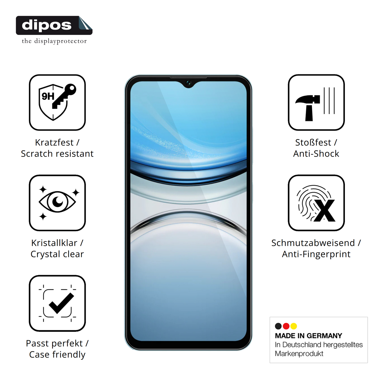 Displayschutz hergestellt in Deutschland, höchste Qualität made in Germany