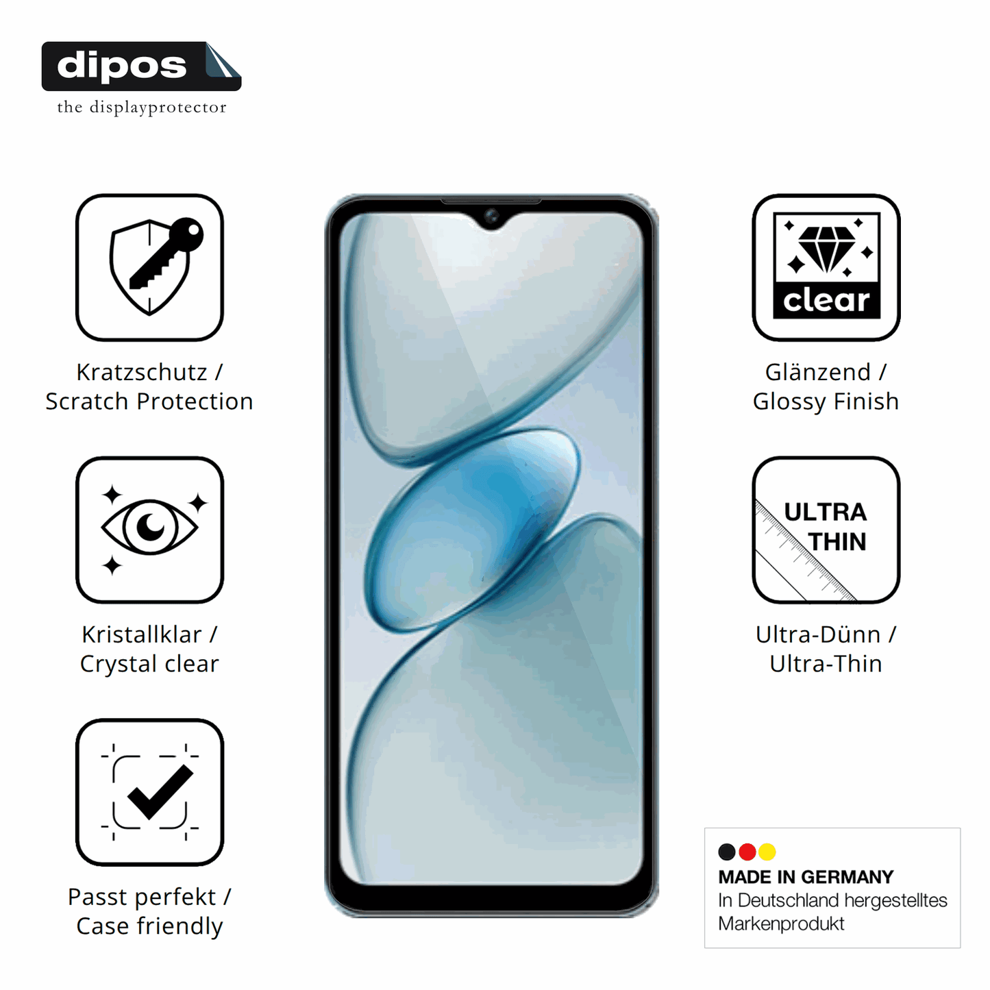 Displayschutz hergestellt in Deutschland, höchste Qualität made in Germany