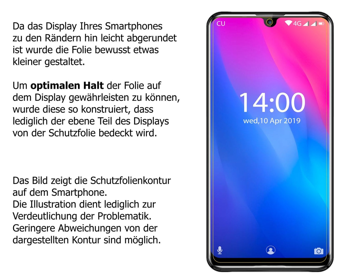 Schutzfolie mit optimaler Passform, zur Verwendung mit Hüllen geeignet
