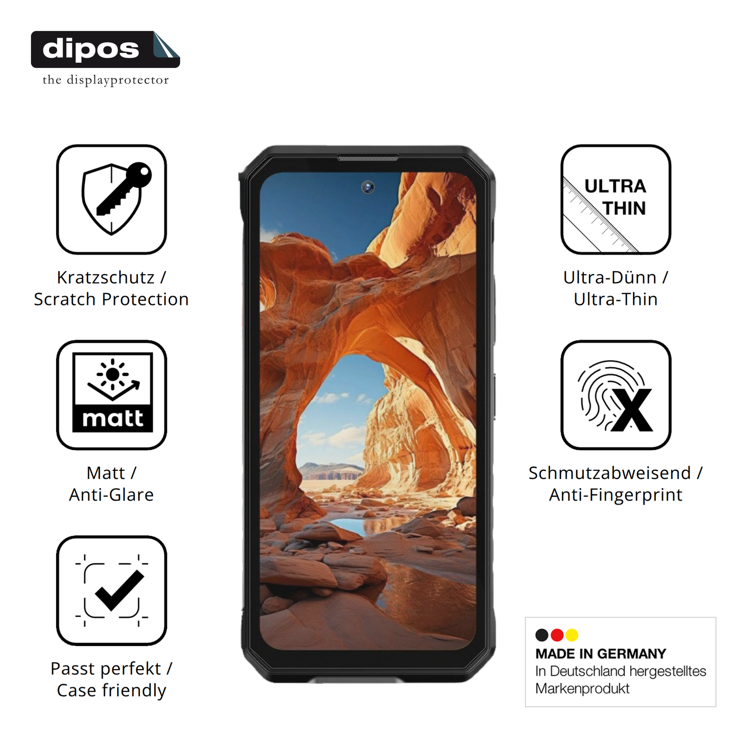 Displayschutz hergestellt in Deutschland, höchste Qualität made in Germany