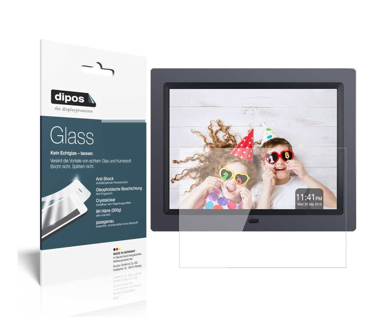 Klare Displayschutzfolie von dipos passend für Apeman 8 Zoll HD, 9H kratzfest und blasenfrei montiert