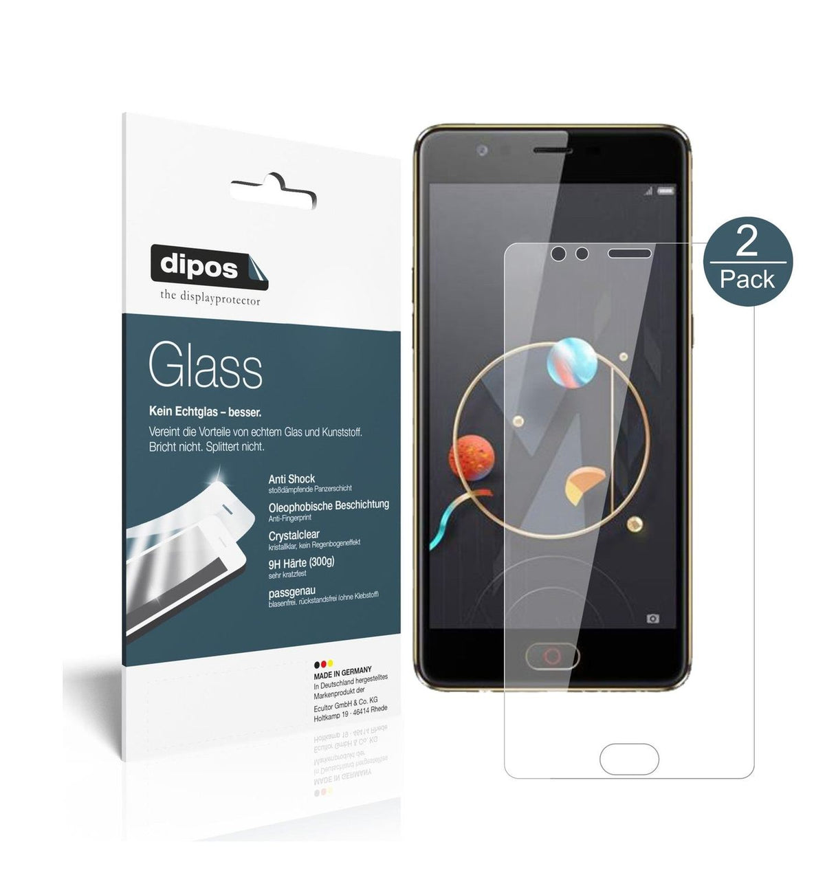 Klare Displayschutzfolie von dipos passend für Archos Diamond Alpha, 9H kratzfest und blasenfrei montiert