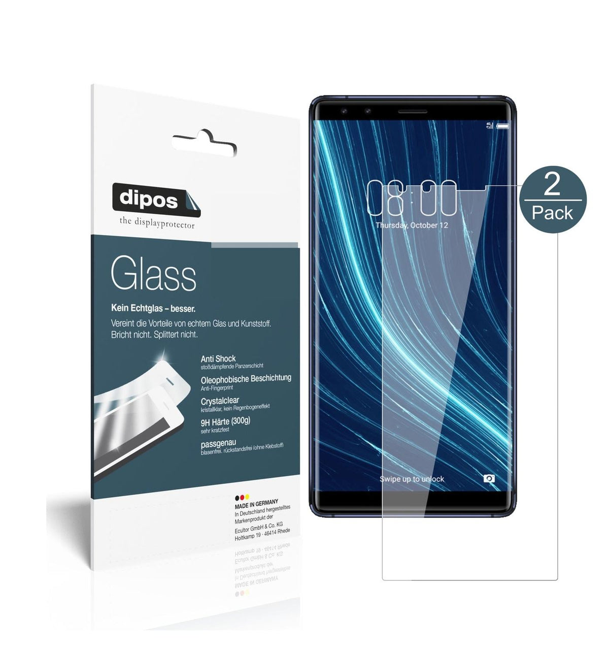 Klare Displayschutzfolie von dipos passend für Archos Diamond Omega, 9H kratzfest und blasenfrei montiert