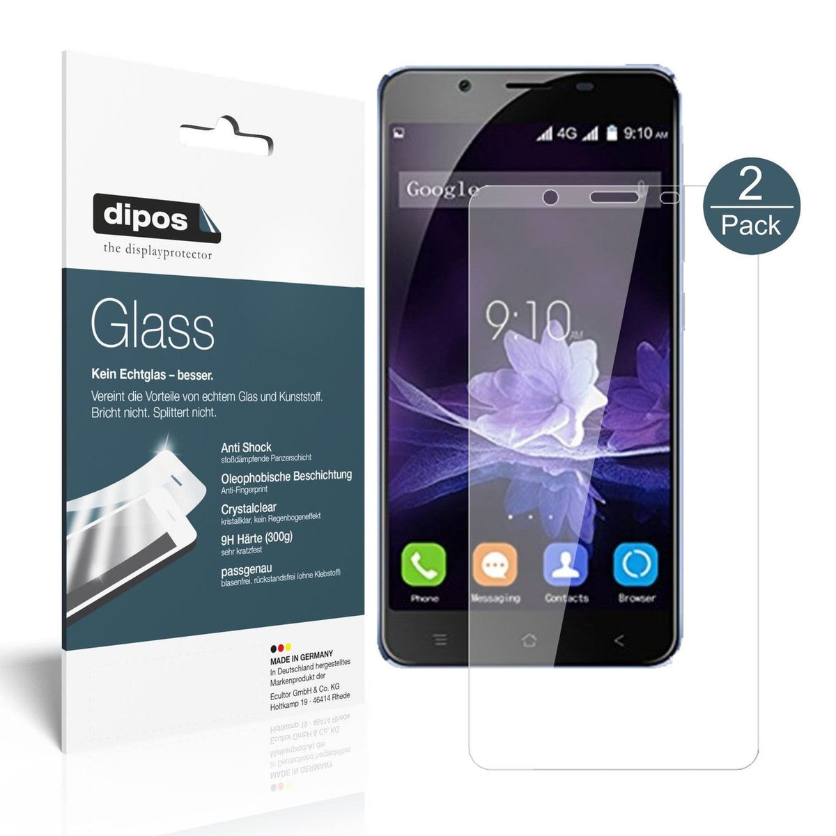 Klare Displayschutzfolie von dipos passend für Blackview P2, 9H kratzfest und blasenfrei montiert