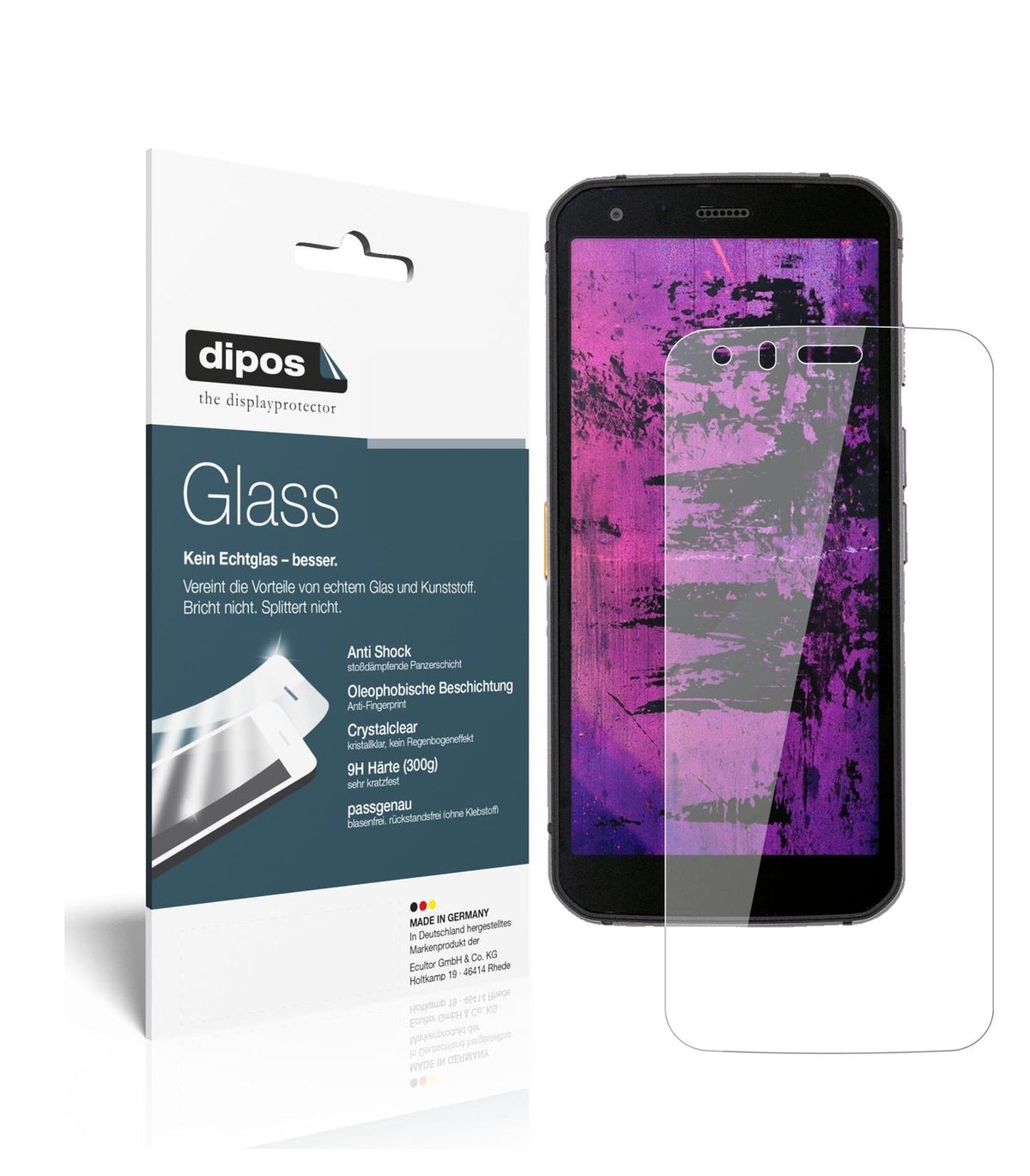 Klare Displayschutzfolie von dipos passend für Cat S62 Pro, 9H kratzfest und blasenfrei montiert