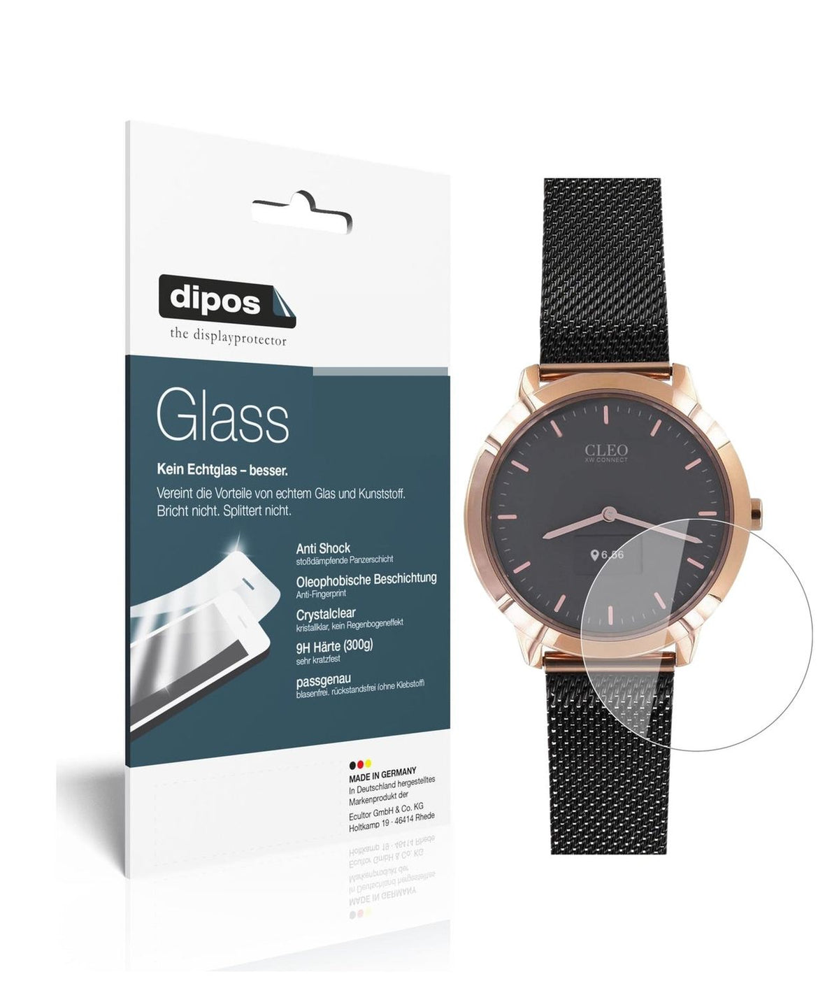 Klare Displayschutzfolie von dipos passend für Cleo XW Connect, 9H kratzfest und blasenfrei montiert
