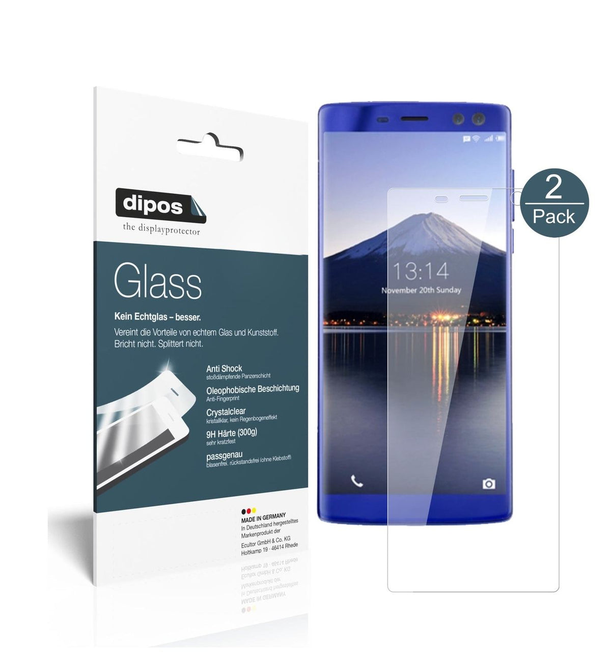 Klare Displayschutzfolie von dipos passend für Doogee BL12000, 9H kratzfest und blasenfrei montiert