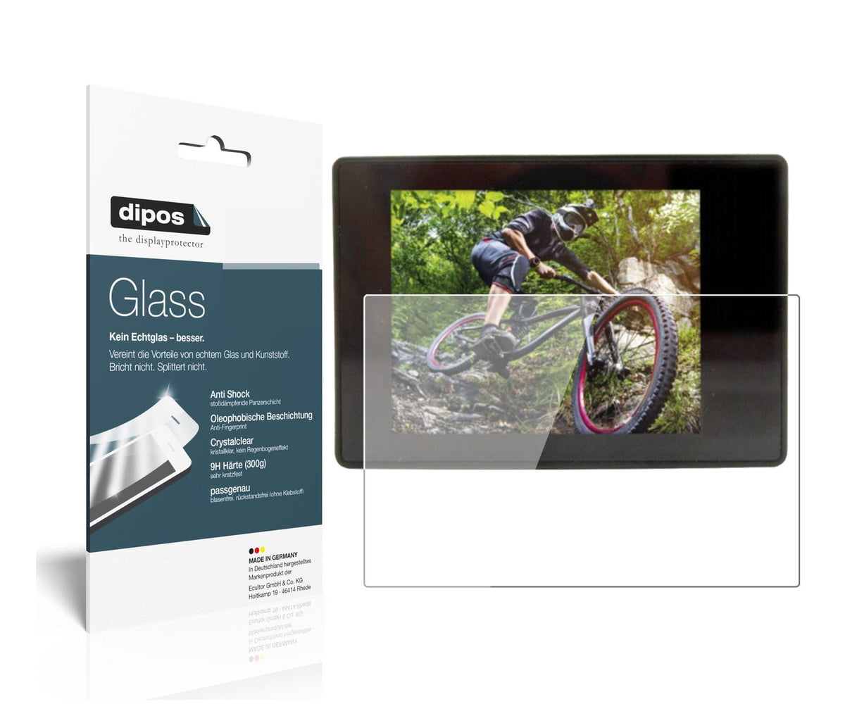 Klare Displayschutzfolie von dipos passend für Easypix GoXtreme Black Hawk Plus 4K, 9H kratzfest und blasenfrei montiert
