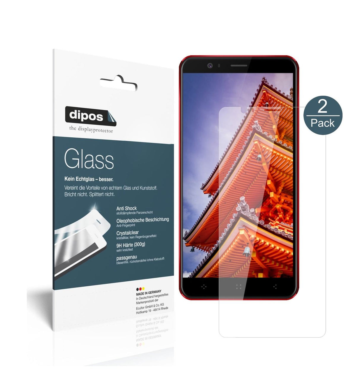 Klare Displayschutzfolie von dipos passend für Elephone P8 3D, 9H kratzfest und blasenfrei montiert