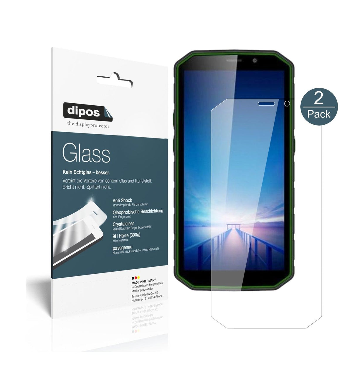 Klare Displayschutzfolie von dipos passend für Guophone XP9800, 9H kratzfest und blasenfrei montiert