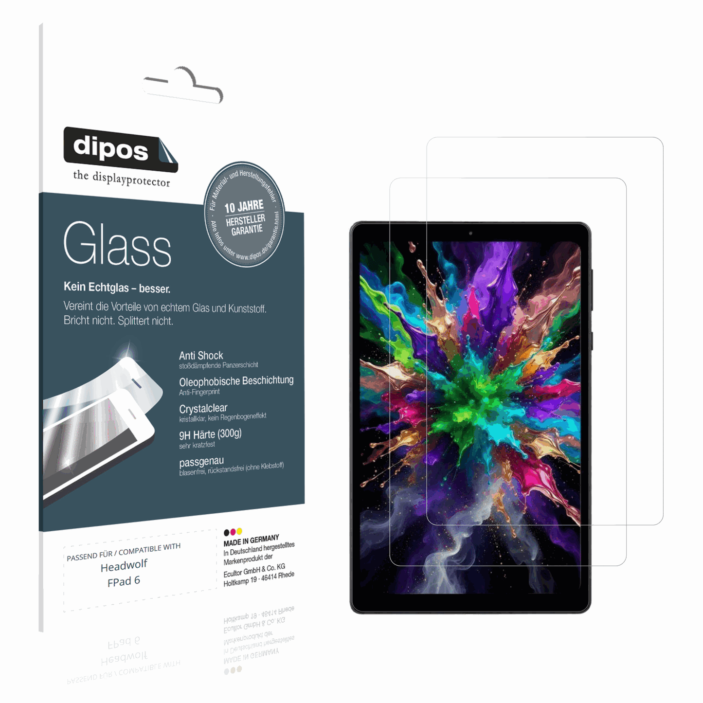 Klare Displayschutzfolie von dipos passend für Headwolf FPad 6, 9H kratzfest und blasenfrei montiert