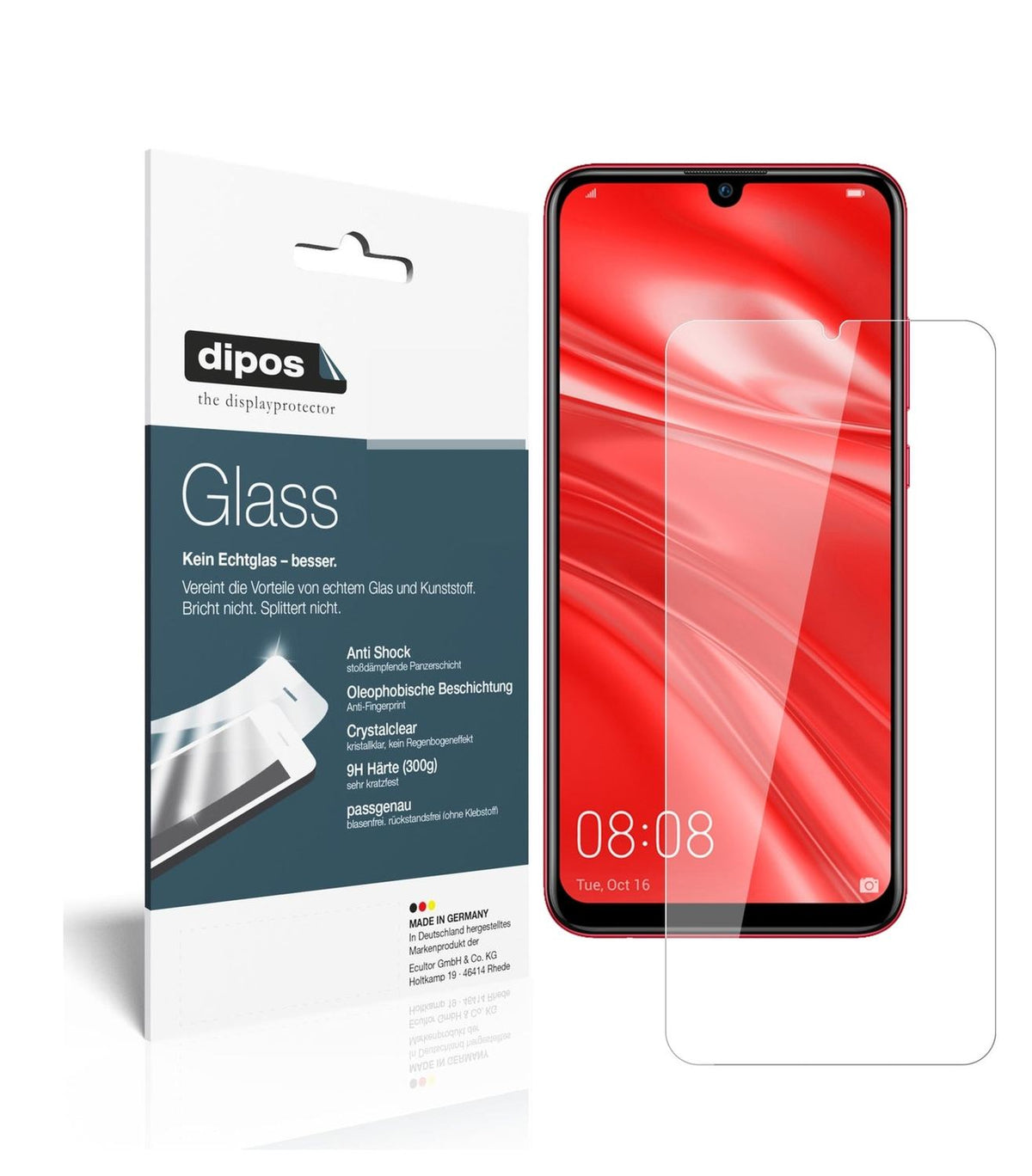 Klare Displayschutzfolie von dipos passend für Huawei Nova Lite 3, 9H kratzfest und blasenfrei montiert