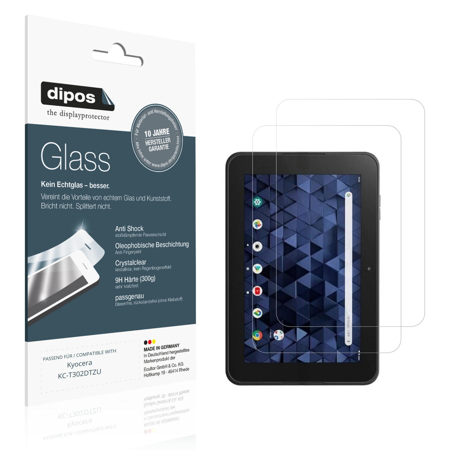 Klare Displayschutzfolie von dipos passend für Kyocera KC-T302DTZU, 9H kratzfest und blasenfrei montiert