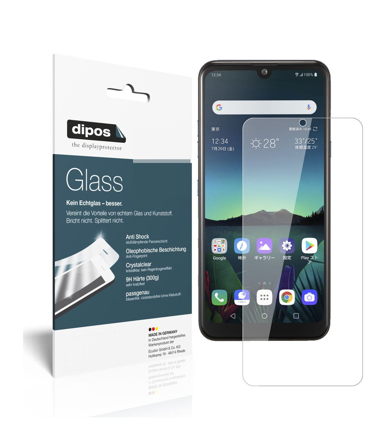 Klare Displayschutzfolie von dipos passend für LG K50, 9H kratzfest und blasenfrei montiert
